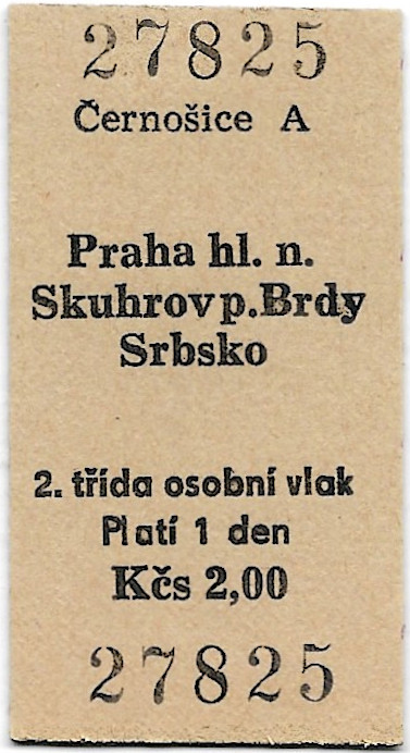 Černošice - Praha hlavní nádraží, Skuhrov pod Brdy, Srbsko