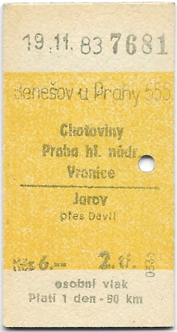 Benešov u Prahy - Chotoviny, Praha hlavní nádraží, Vranice, Jarov