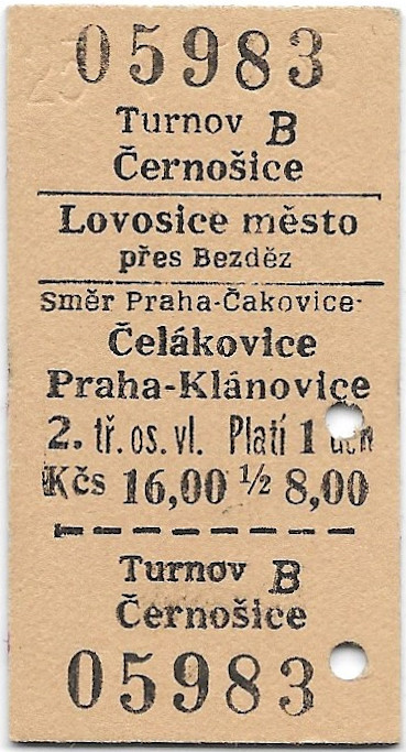 Turnov - Černošice, Lovosice město, Čelákovice, Praha-Klánovice